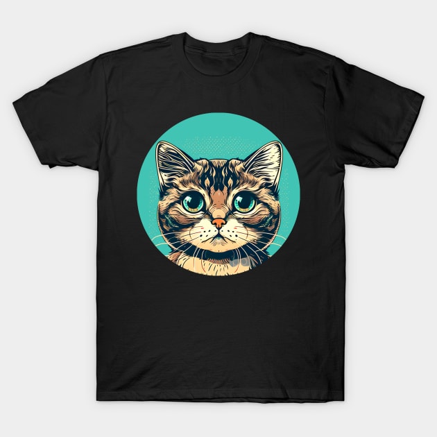 Happy Colorful Cat Face Surprise - Love Cats T-Shirt by Wesley Mcanderson Jones